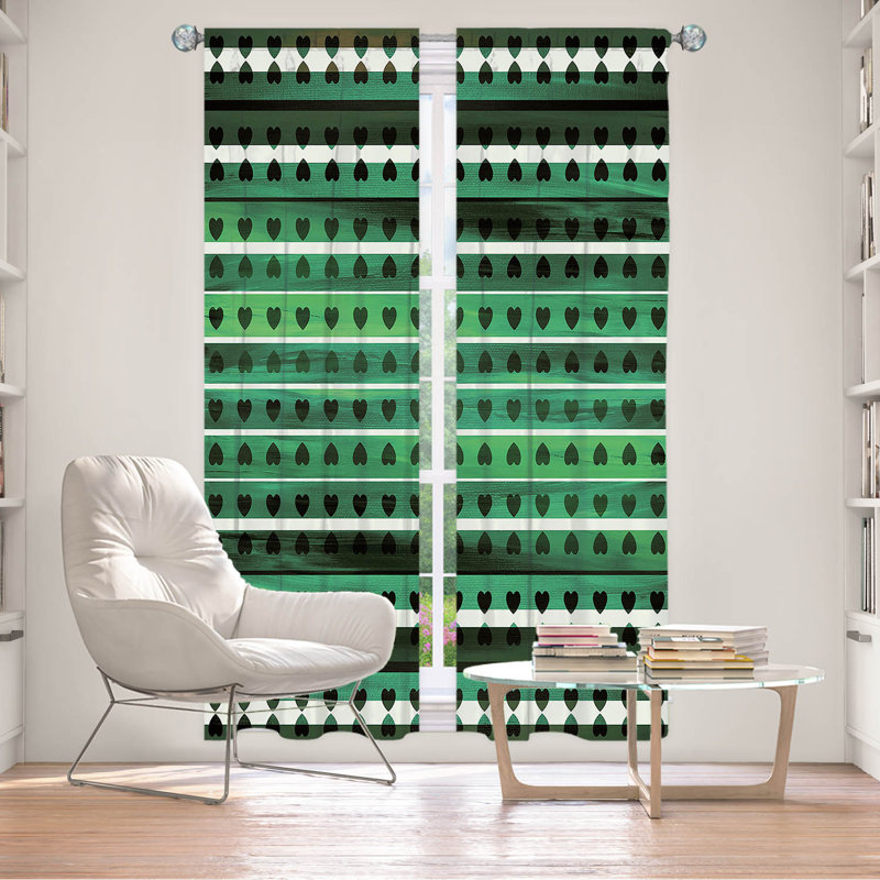 Rideau en polyester, L 20 po x L 52 po, Minuit jade
