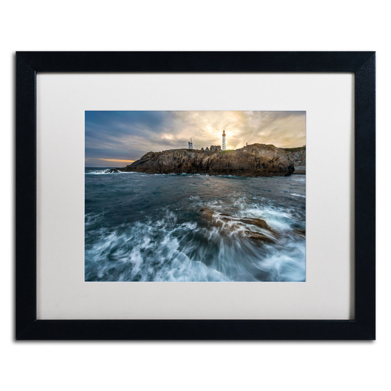 Lighthouse Coastal Landscape Framed Canvas Art, 16x20 Inch