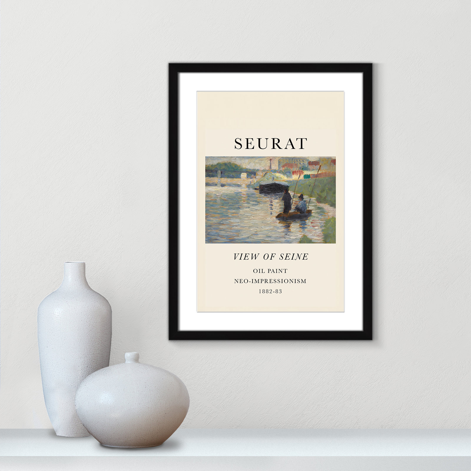 Old Masters Collection "View of Seine" Print, Black Single Picture Frame, Yes, 23" H x 17" W x 1.25" D