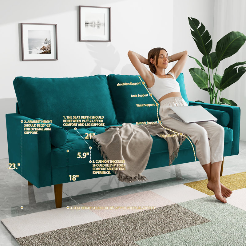 Mauck Modern Sofa,70 Inch Velvet Couch for Living Room,Spring Cushions,Solid Wood Frame,Easy Assembly for Small Spaces
