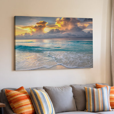 Serene Ocean Beach Sunset Clouds Seascape Coastal Decor, impression sur toile pour le salon, la chambre à coucher, le bureau, le couloir, le vestibule, le mur de la galerie et la décoration moderne