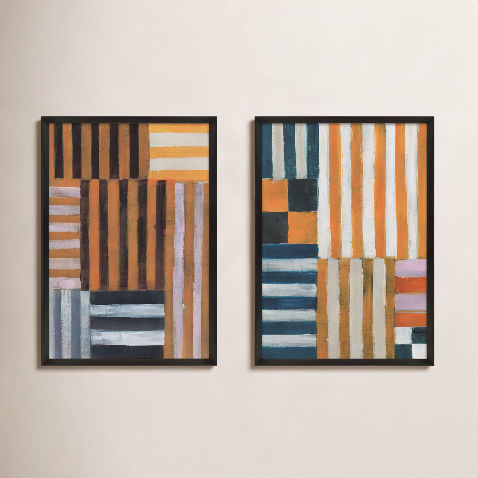 Back-and-Forth 2-Piece Print Set, 20" H x 16" W, Black, Framed Print Paper without Mat