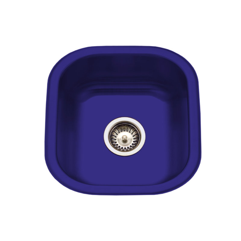 Houzer Porcela 17 inch Porcelain Enamel Steel Undermount Bar Sink - PCB-1750 WH, Navy Blue