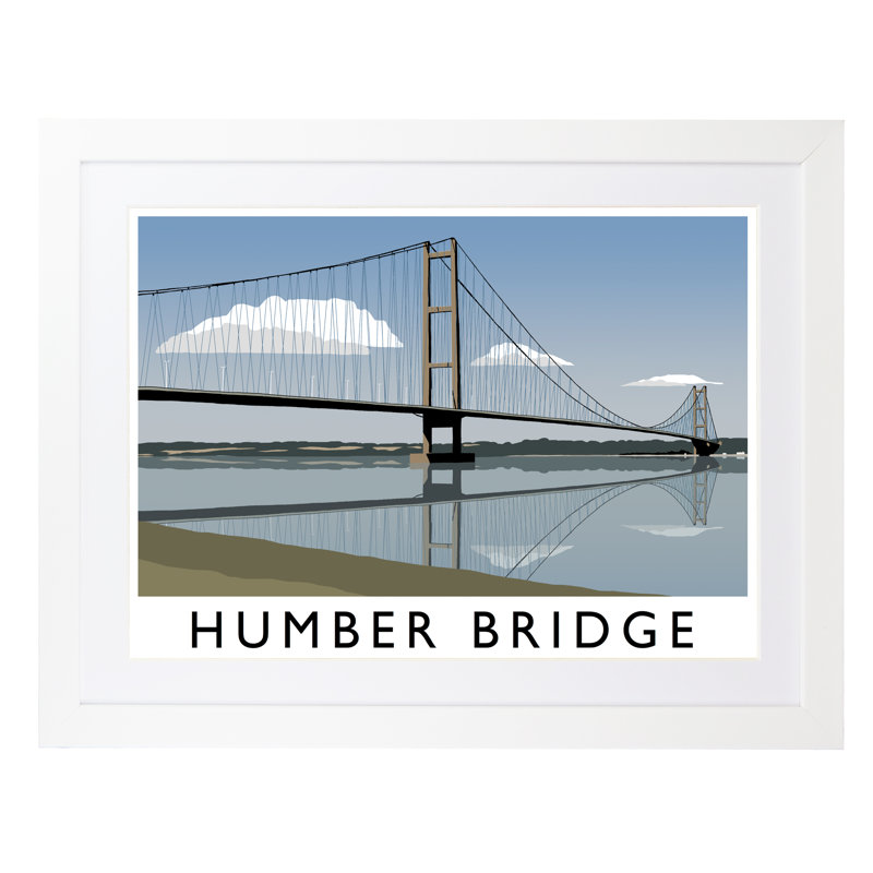 Humber Bridge 2 by Richard O'Neil - Print, 44 cm H x 54 cm W x 2.2 cm D, White Wood Frame