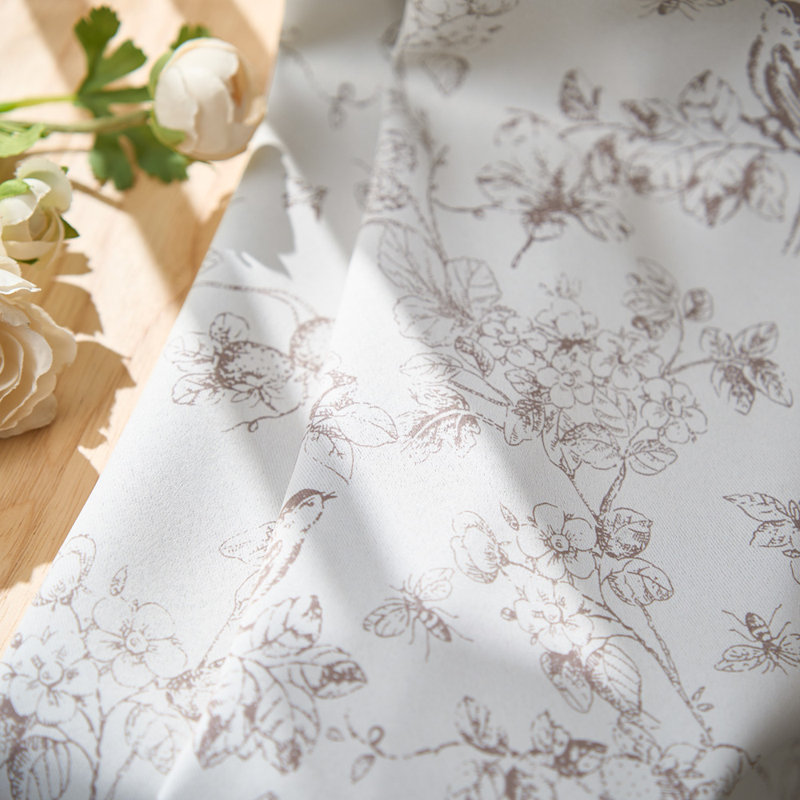Blackout Floral Rod Pocket Curtains, Floral Taupe, 52" W x 96" L