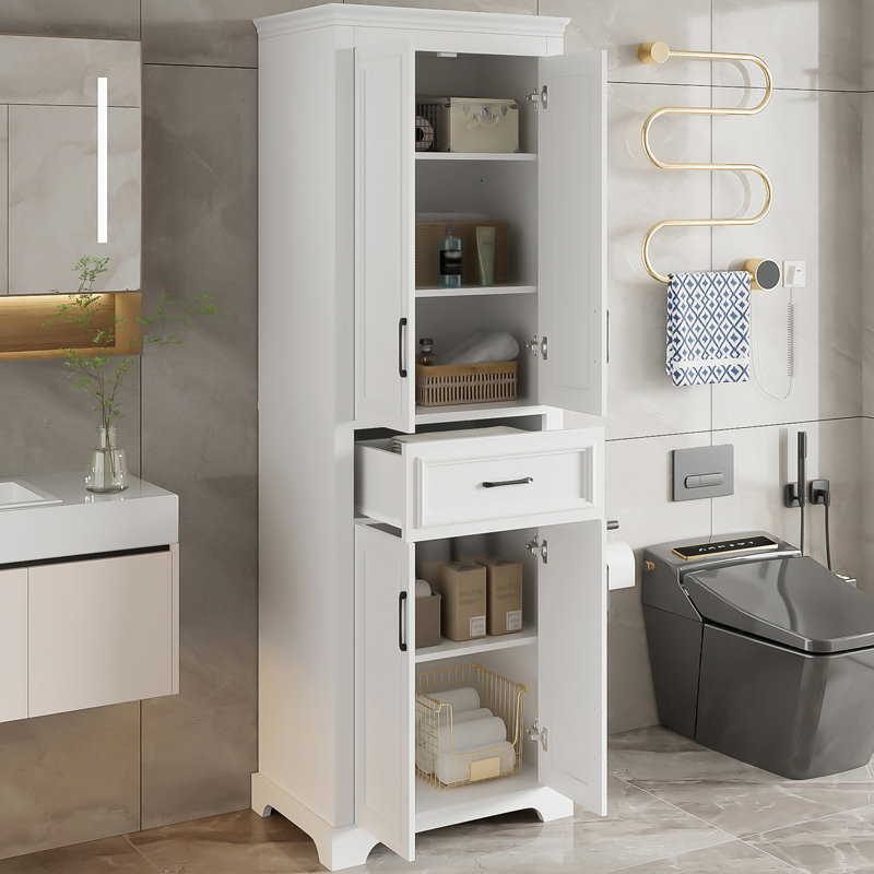70.8"H Freestanding Bathroom Storage Cabinet With 4 Doors And 1 Drawer