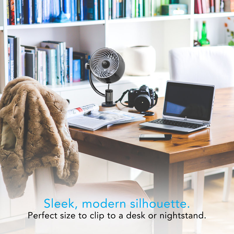 Black Metal Adjustable Desk Clip Fan with Three Speeds