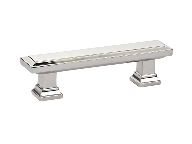 Geometric Brass 4" Center to Center Bar Pull, 3.5", Polished Nickel