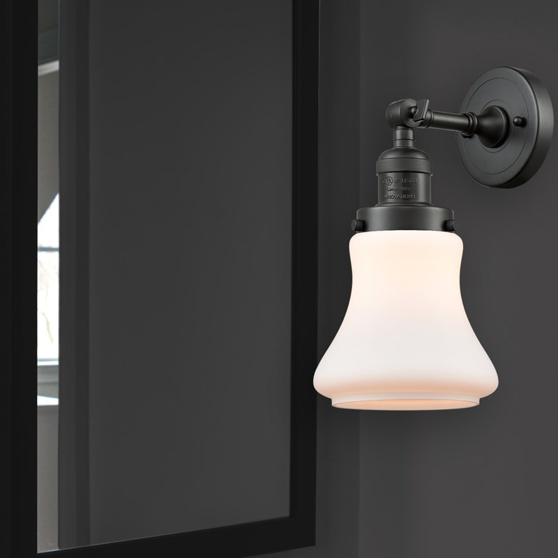 Edda Dimmable Bath Sconce, 60 Watt Vintage Incandescent Bulb, Oil Rubbed Bronze, Matte White