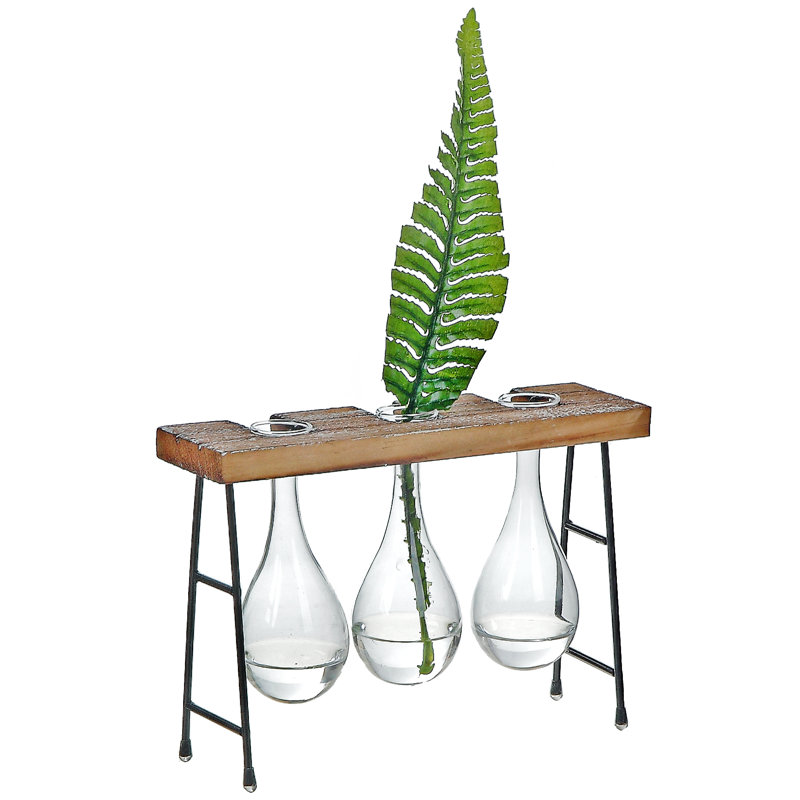 Test en verre triple sur les bouteilles décoratives en bois Covington