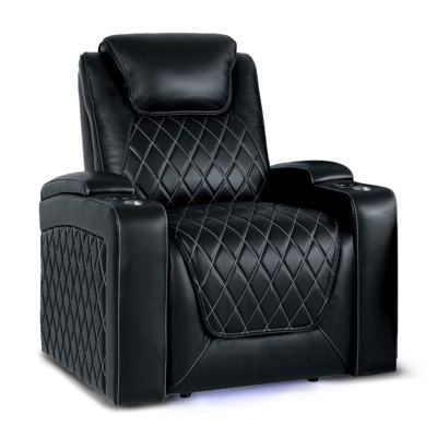 Upholstered Home Theater Seat with Cup Holder