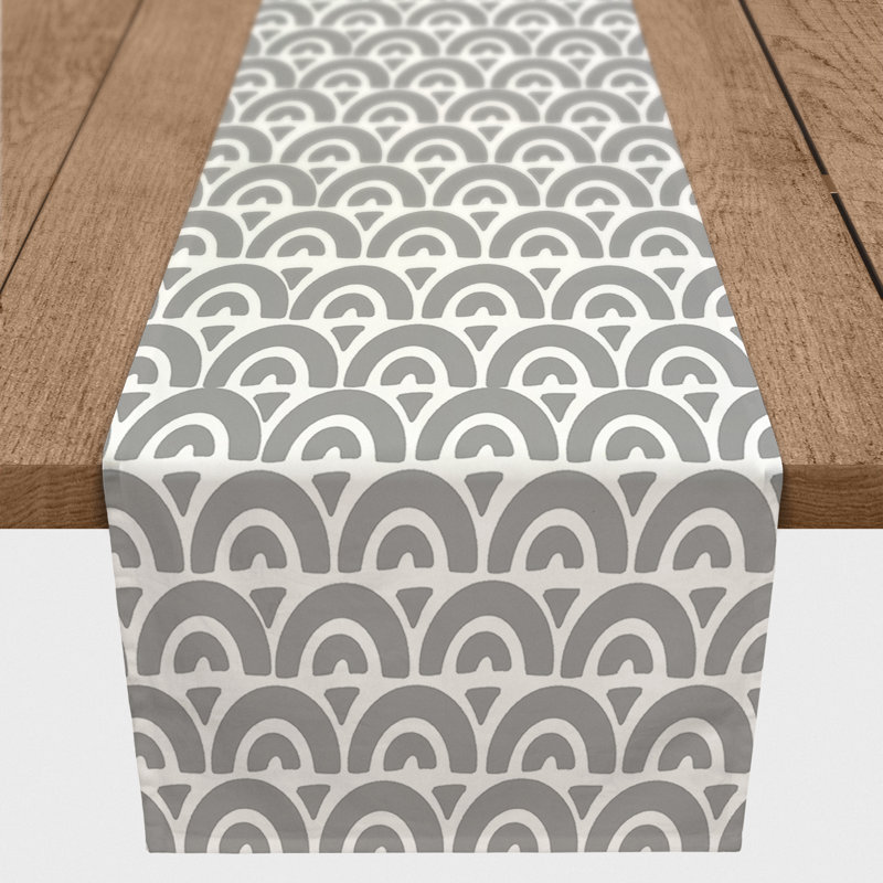 Scallop Gray Table Runner, 1, 72" x 16", Gray