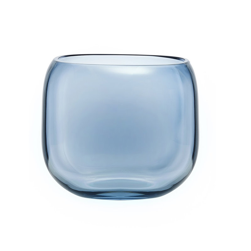 Vase en cristal Mono Box, Bleu acier, H 7,76 po x l 8,46 po x P 8,46 po