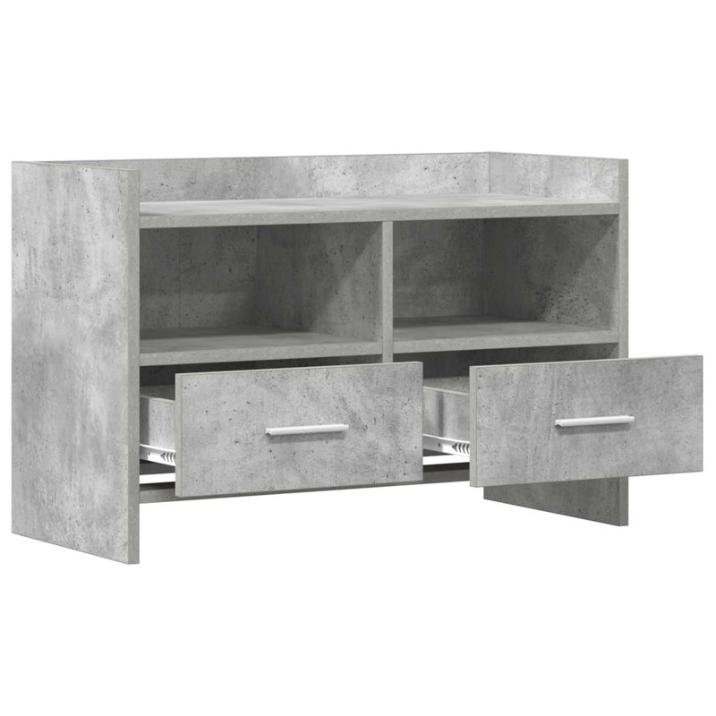 Unfinished TV Stand for TVs up to 32" with Fireplace Included, Concrete Grey