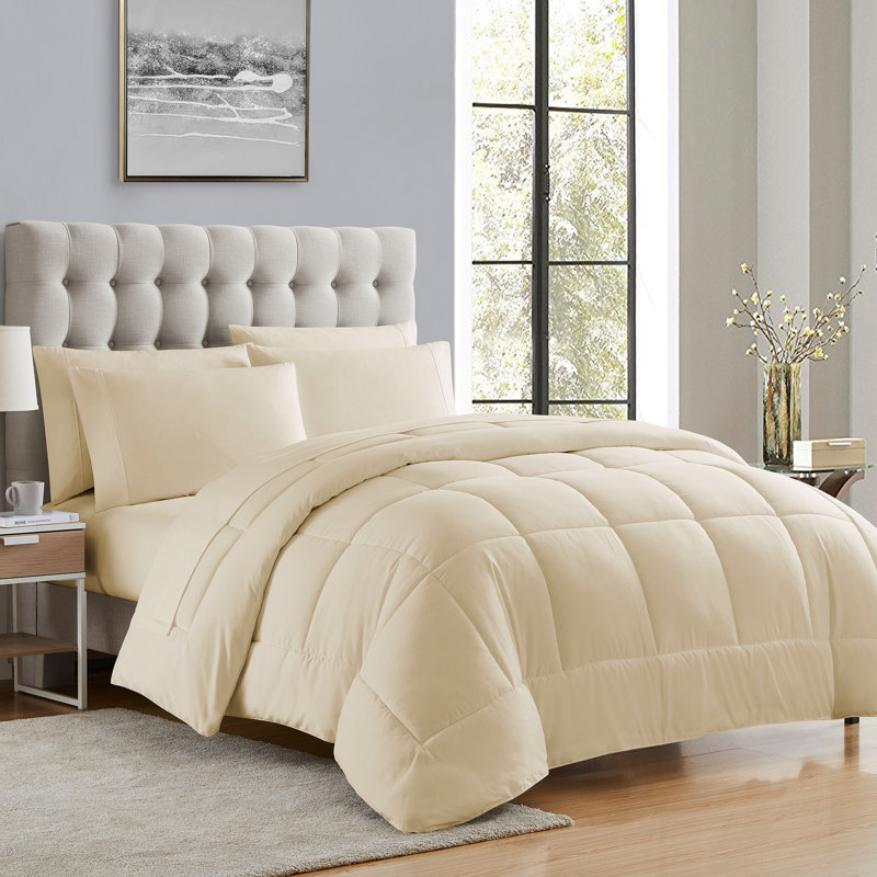 Ensemble d'édredon et de draps de couleur unie toutes saisons pour lit dans un sac 5 pièces / 7 pièces par Sweet Home Collection