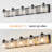 40" Bathroom Vanity , 5- Wall Sconce With Clear Glass Shades, Black And Wood Grain, Industrial Eagerness Lighting Fixture, Sconce, Glass, Luster