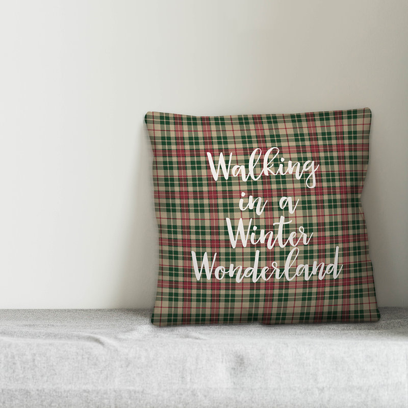  Coussin Walking in a Winter Wonderland in Tartan, Housse de coussin