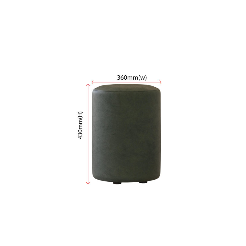 Manufactured Wood Accent Stool, Italian Leather, Bottle Green