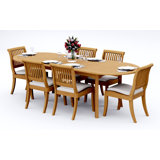 6 Seats 7 Pcs Grade-A Teak Wood Dining Set: 94" Double Extension Oval Table And 6 Arbor Stacking Armless Chairs #11AB2200