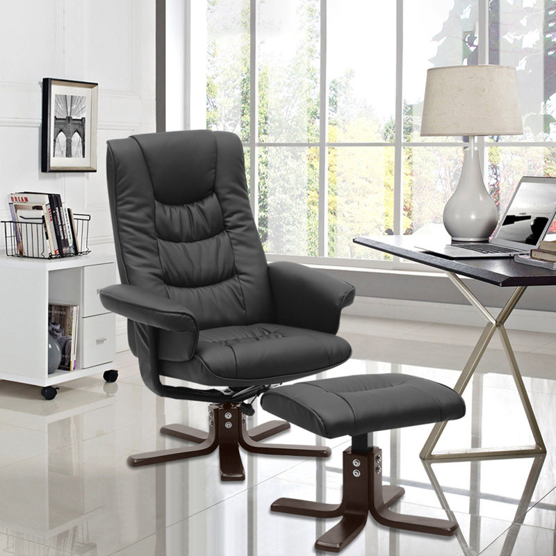 Laticia 79cm Wide Swivel Ergonomic Recliner, Black