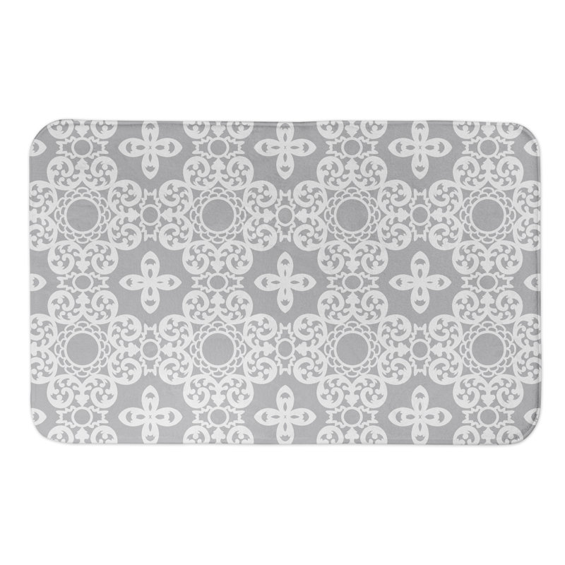 Tapis pour salle de bain rectangulaire à motif géométrique antidérapant, Gris