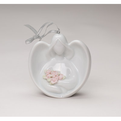 Cosmos Gifts Angel Holding Pink Roses Ornament 3 1/8"H