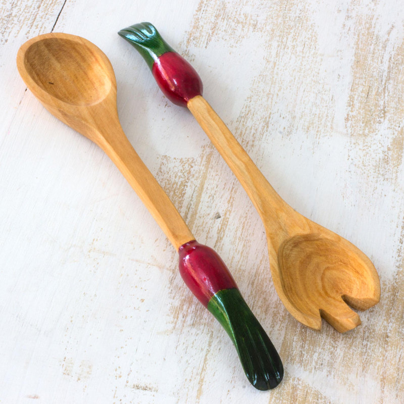 Ensemble de 2 cuillères et fourchettes en bois Hoquiam