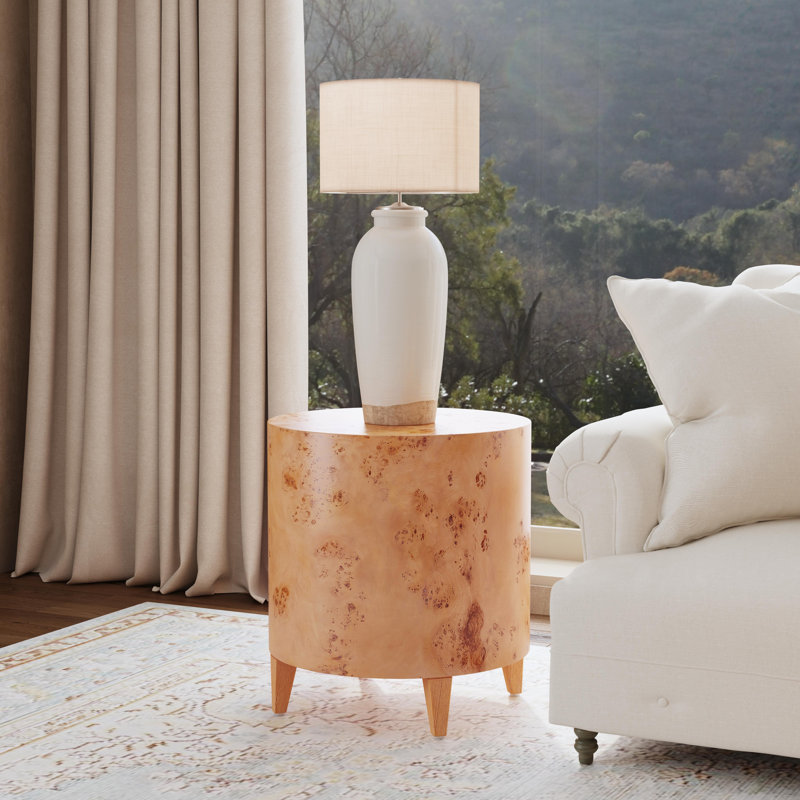 Billie Round Burl End Table, Brown