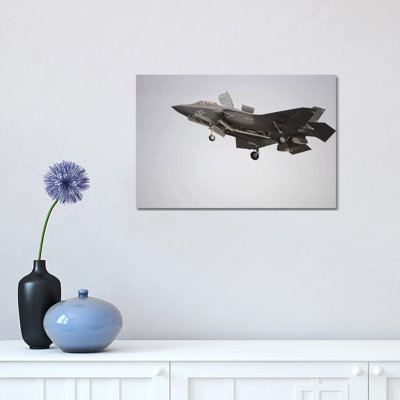 An F-35B Lightning II Joint Strike Fighter Prepares to Make a Vertical Landing 1 Piece Wrapped Canvas Wall Art