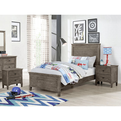 Ensemble de chambre avec lit à panneaux en bois 3 pièces Isiah