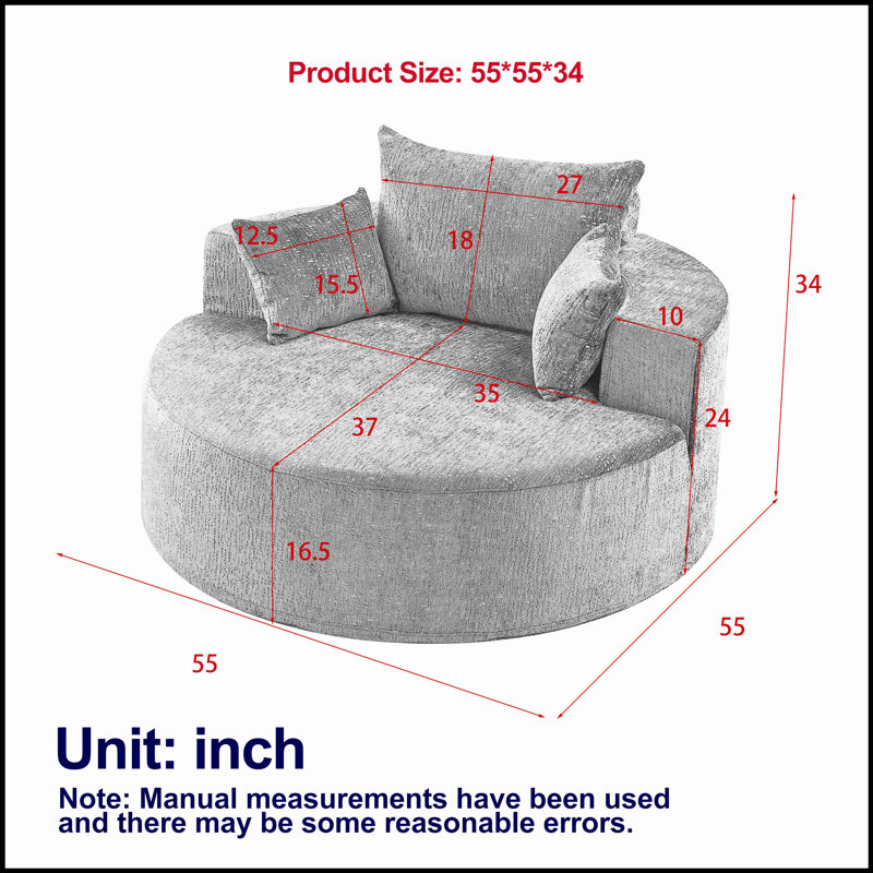 Canapé-lit simple en éponge de 55 po en chenille de 55 po, aucun assemblage requis, fauteuil-lit moderne moelleux pour le salon, la chambre à coucher et le salon