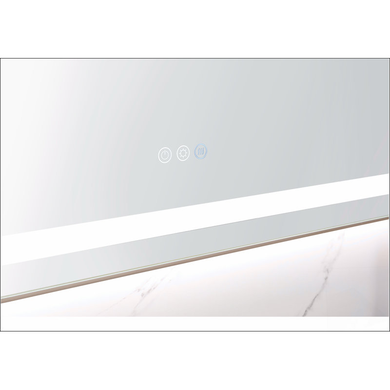 Miroir de salle de bain à DEL 84 po x 48 po avec façade et rétroéclairage, miroir de meuble-lavabo mural, antibuée, mémoire, 3 couleurs, réglable en continu