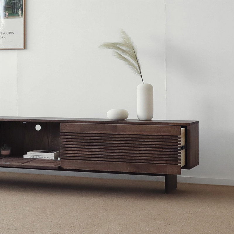 Meuble télé de luxe rétro, Bois brun foncé, 86.61"