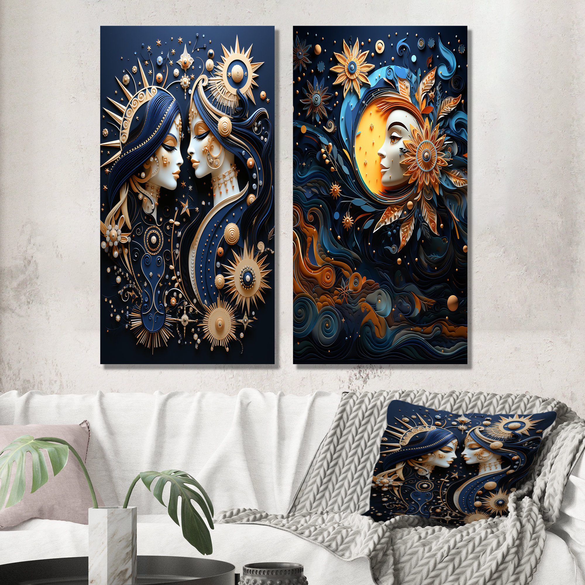 Bungalow Rose Native Art Celestial Guardians Midnight - Abstract