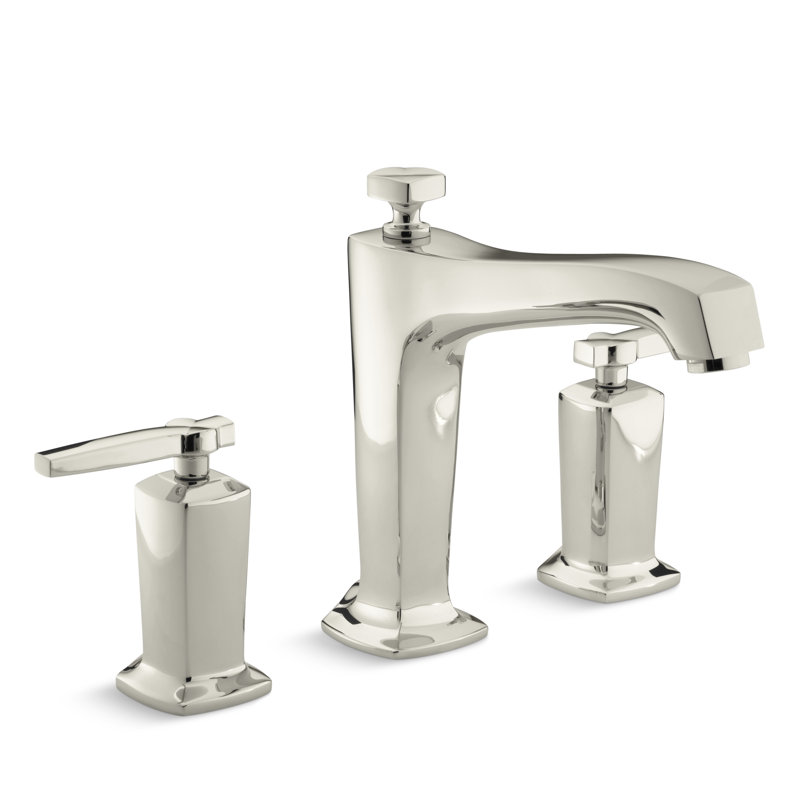 Margaux Deck-Mount Bath Faucet Trim for High-Flow Valve with Non-Diverter Spout and Lever Handles, Valve Not Included