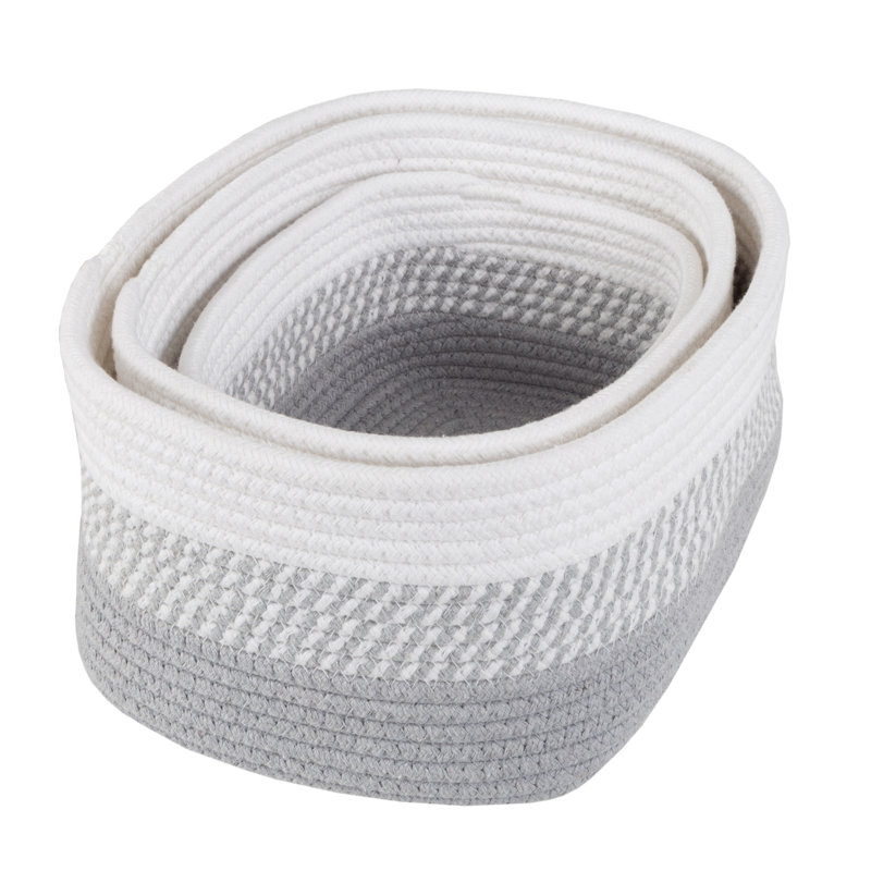  3-Piece Storage Basket Set - Small, Medium, and Large Rope Baskets for Makeup, Towel, Nursery, Office, and Classroom Storage by Home-Complete