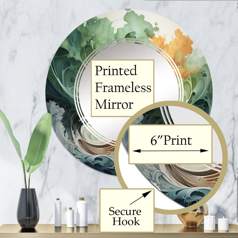 Neeja - Miroir mural floral rond, 32 po x 32 po