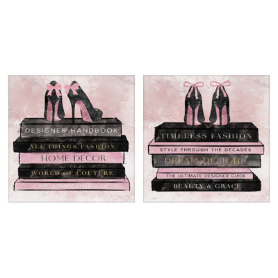 «Pink Heels Atop», ensemble de 2 livres sur toile, design par Natalie Carpentieri