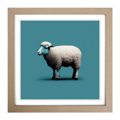 Sheep Minimalism - Single Picture Frame Print on Wood