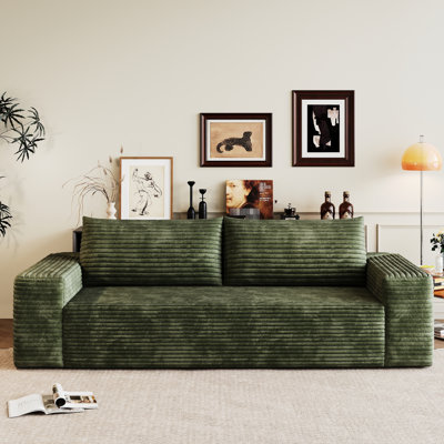 71 po, velours côtelé confortable à 3 places, tissu doux pour la peau, mousse haute densité, sans assemblage, conception ergonomique pour un usage domestique détendu, et éponge, appartement idéal, grand confort