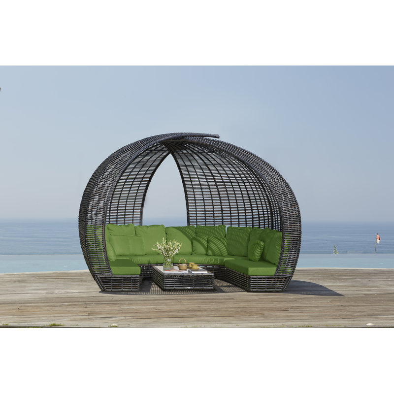 Sparta Outdoor 8 - Seat Patio Sectional, Canvas Aruba Sunbrella® Canvas, Black Mushroom