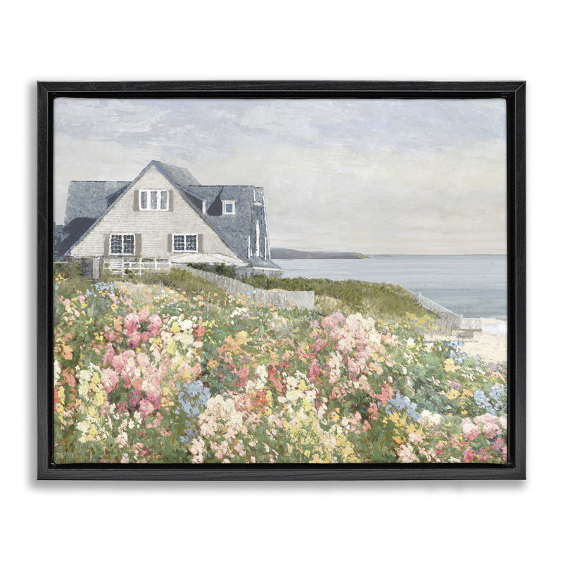 Cadre flottant Coastal Cottage Meadow, design par Amber Sterling, H 17 po x l 21 po, Cadre flottant noir de jais