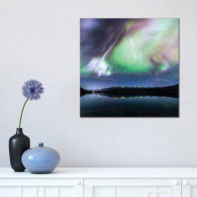 Aurora Borealis On The Canadian Rockies by Matteo Colombo - Wrapped Canvas Print