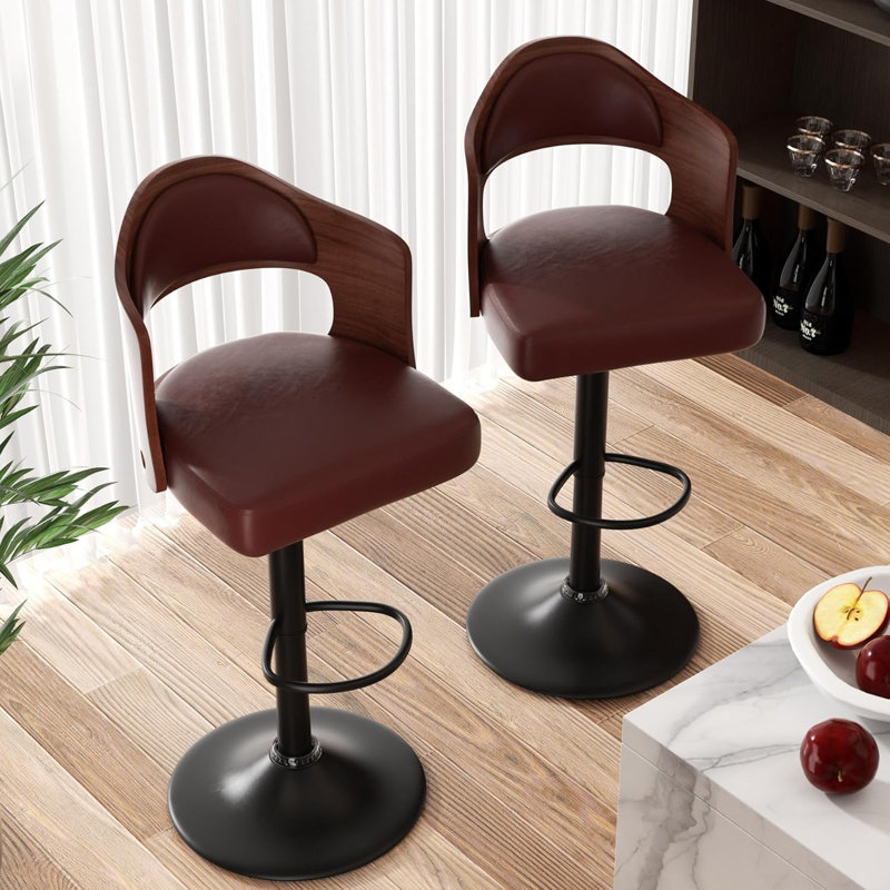 Tabouret de bar stable bicolore à hauteur réglable et à hauteur variable pour utilisation commerciale et hôtelière, Brown