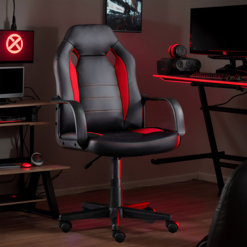 Ergonomic Gaming Tilt Rock Chair, Red/Black