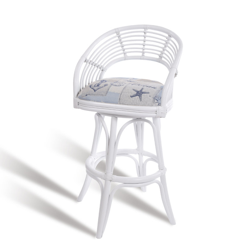 Danetra Swivel Stool, Blue Gray/White Frame, Bar Stool (32" Seat Height)