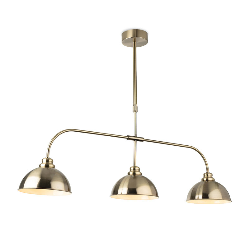 3 - Light Kitchen Island Pendant, Antique Brass
