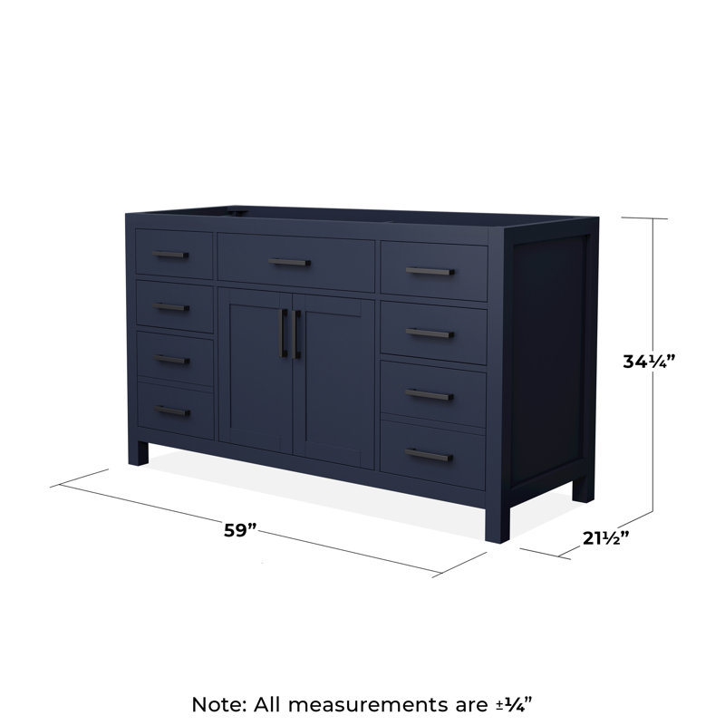 Base de meuble-lavabo simple autoportante de 59 po Beckett, Bleu foncé / noir mat