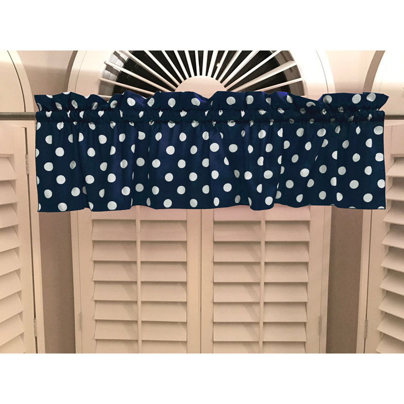 Cantonnière sur mesure en mélange de coton à pois 58 po Chrisman, L 58 po x L 32 po, Bleu marine/blanc
