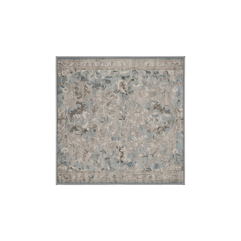 Machine Washable Gray Area Rug, Square 7'